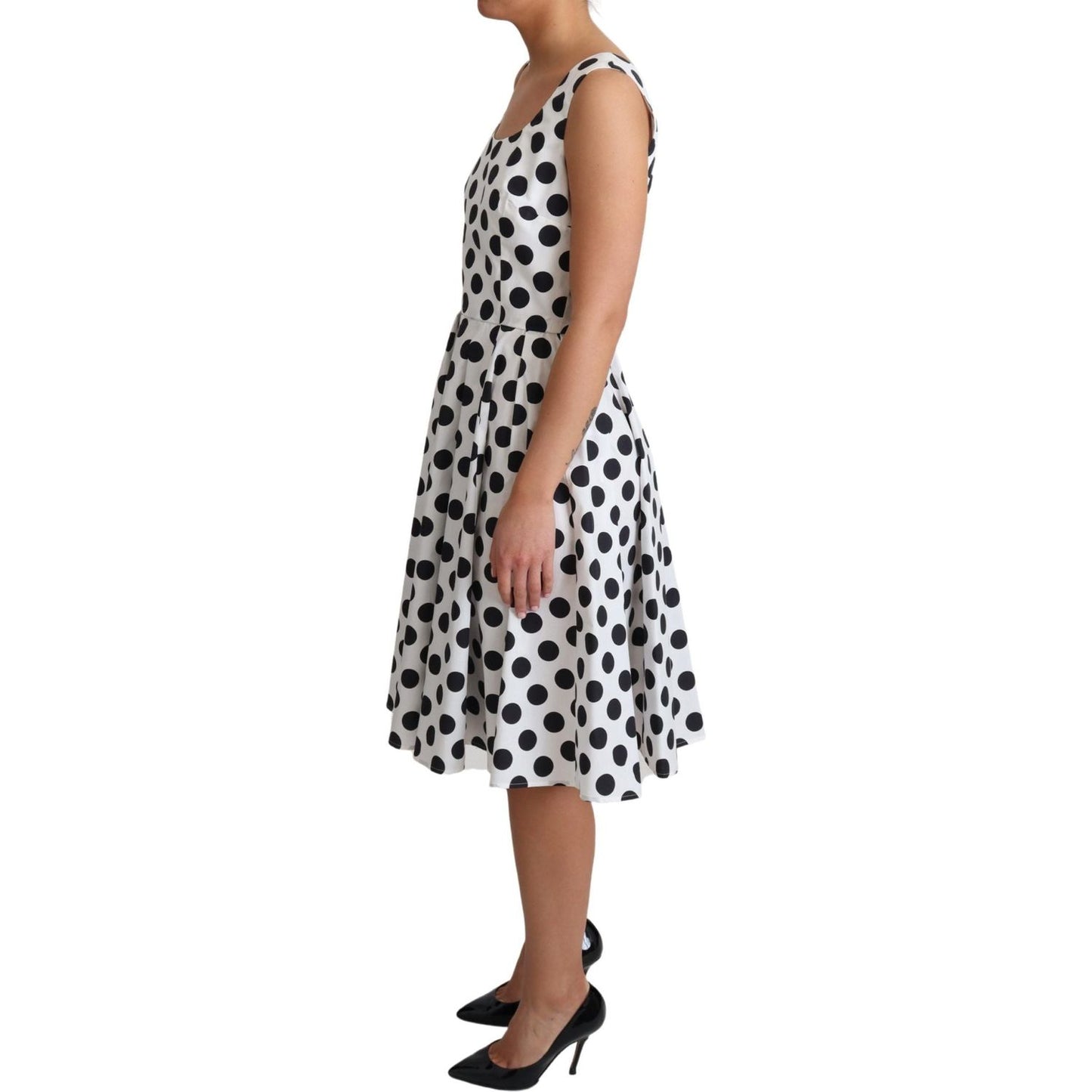 Dolce & Gabbana Elegant Polka Dot Sleeveless A-Line Dress Dolce & Gabbana