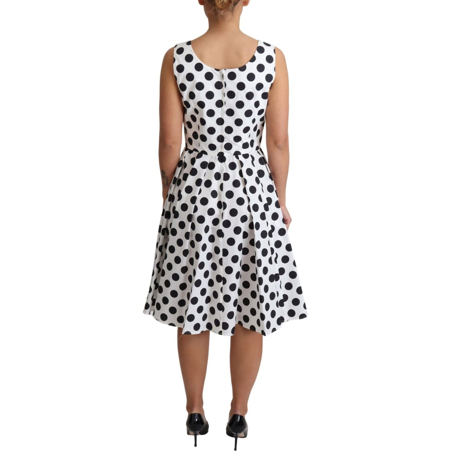 Dolce & Gabbana Elegant Polka Dot Sleeveless A-Line Dress Dolce & Gabbana