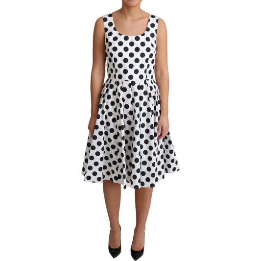 Dolce & Gabbana Elegant Polka Dot Sleeveless A-Line Dress Dolce & Gabbana