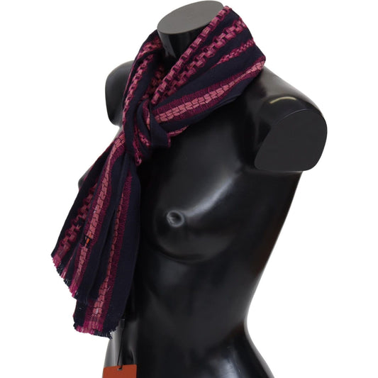 Missoni Elegant Striped Wool Scarf in Black and Pink Missoni