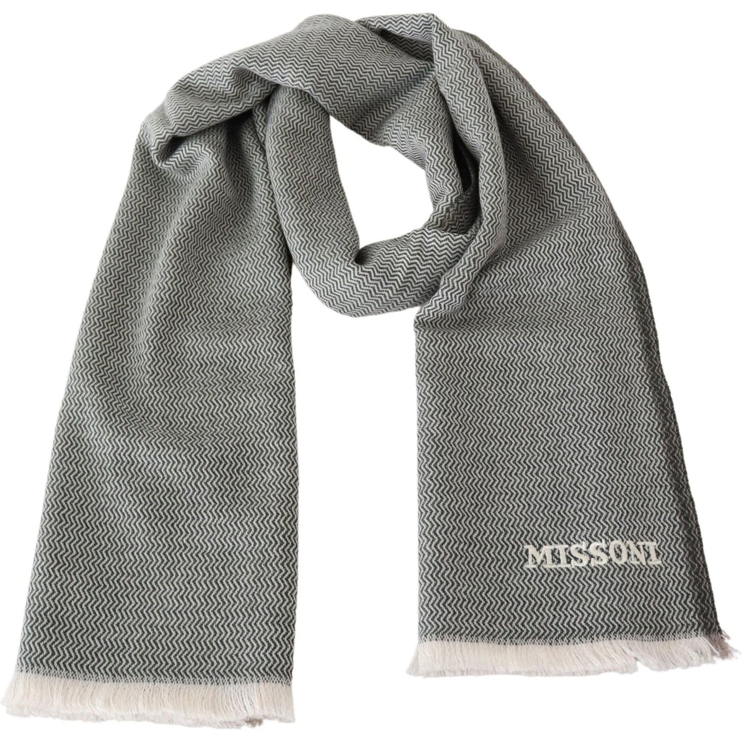 Missoni Plush Zigzag Cashmere Scarf in Gray Missoni