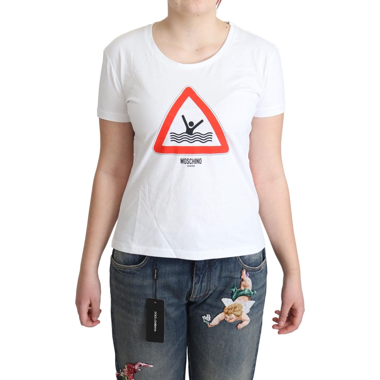 Moschino Chic Triangle Graphic Cotton Tee Moschino