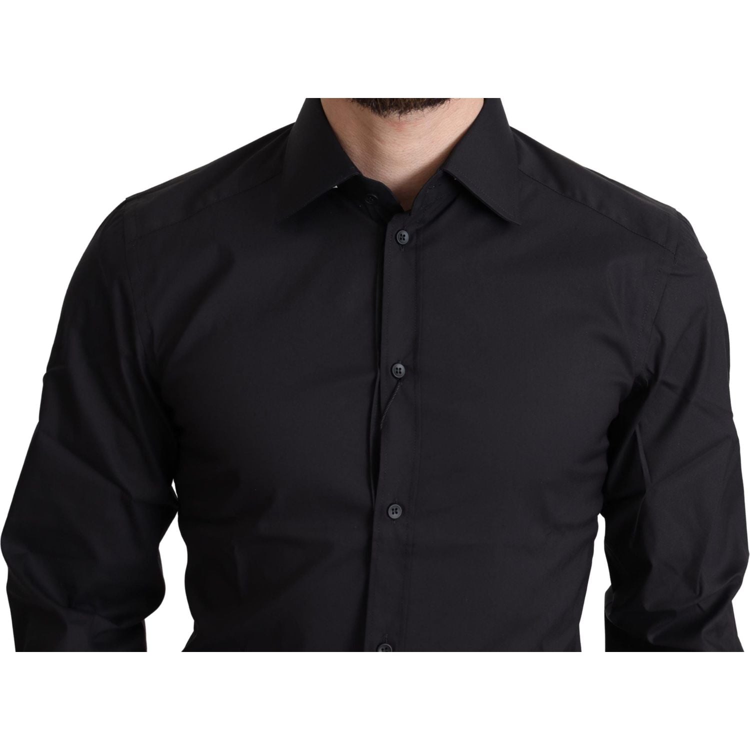 Dolce & Gabbana Elegant Black Gold Slim Fit Dress Shirt