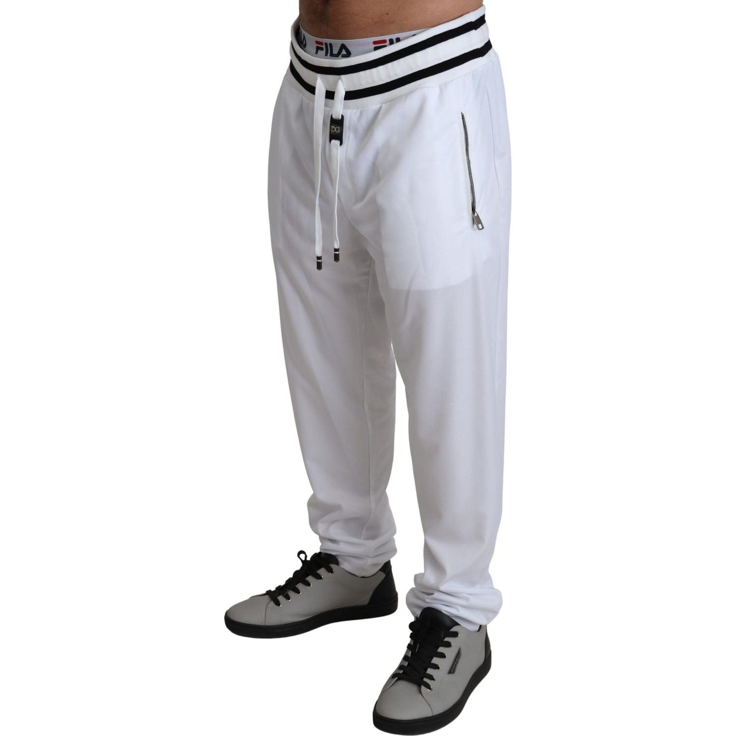 Dolce & Gabbana Elegant White Jogging Pants with Logo Patch Dolce & Gabbana