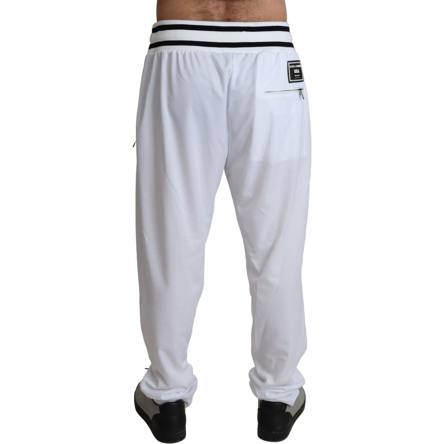 Dolce & Gabbana Elegant White Jogging Pants with Logo Patch Dolce & Gabbana