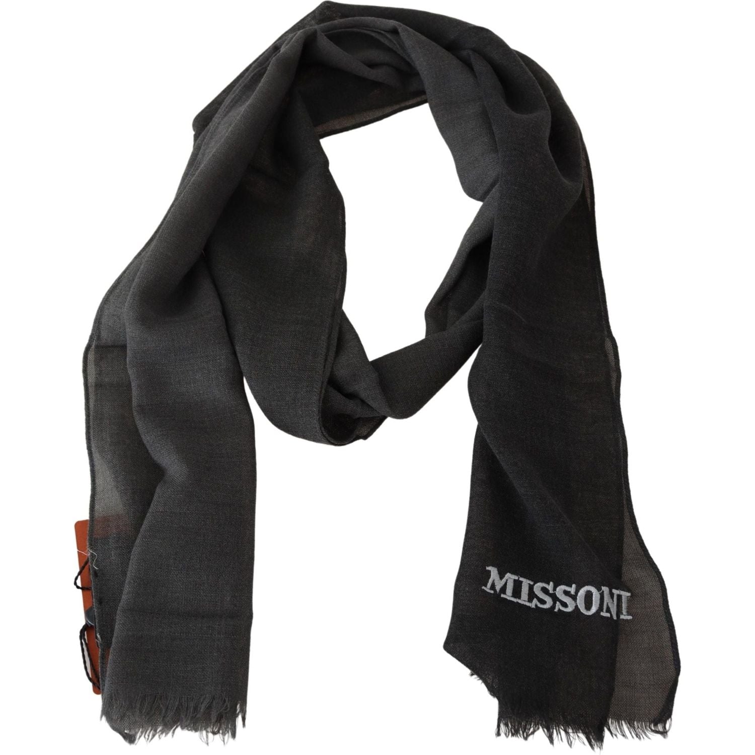 Missoni Elegant Black Wool Scarf with Fringes