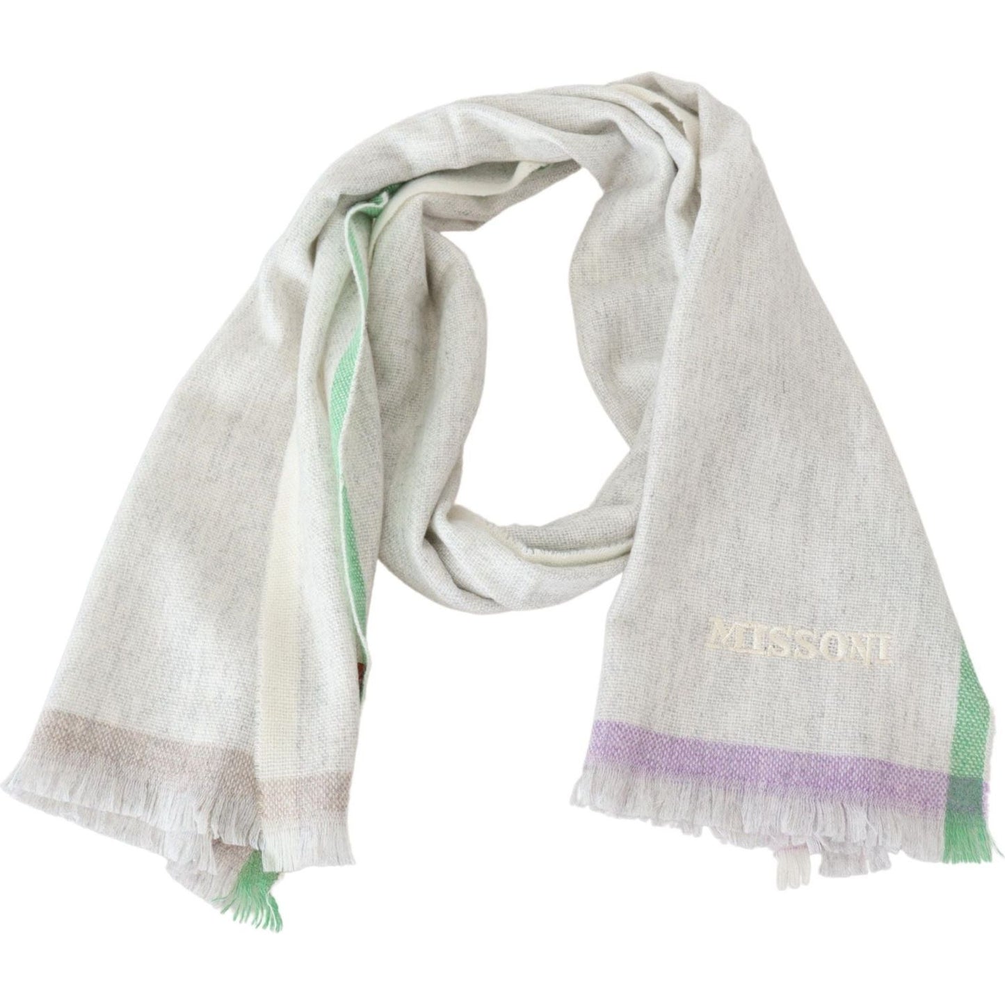 Missoni Multicolor Cashmere Line Pattern Scarf Missoni