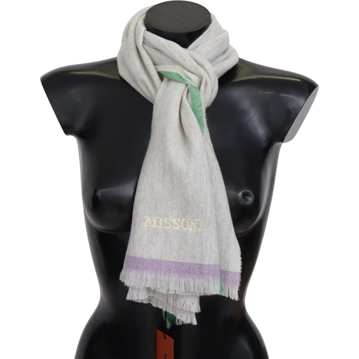 Missoni Multicolor Cashmere Line Pattern Scarf Missoni