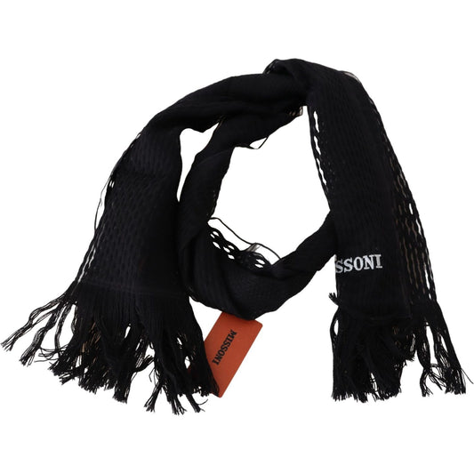 Missoni Elegant Wool Silk Unisex Black Scarf Missoni