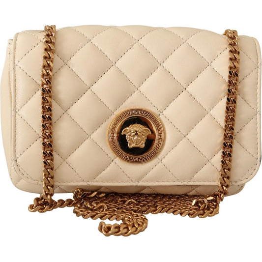 Versace Chic Nappa Leather Crossbody in Purity White Versace