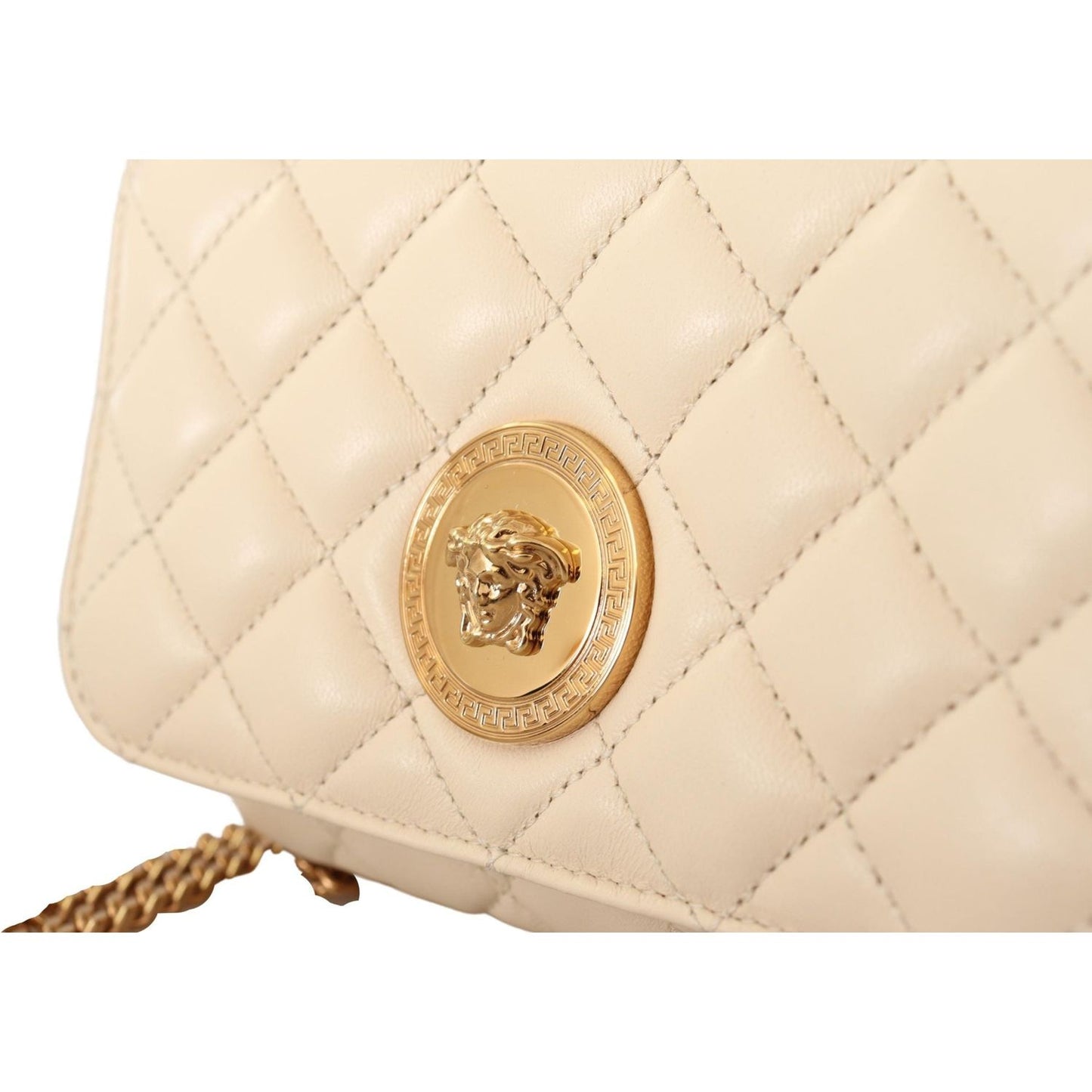 Versace Chic Nappa Leather Crossbody in Purity White Versace