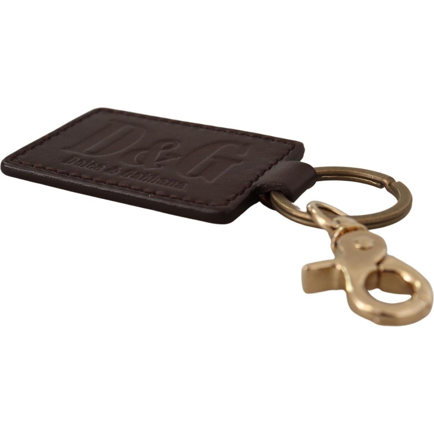 Dolce & Gabbana Elegant Unisex Leather Keyring with Gold Detail Dolce & Gabbana