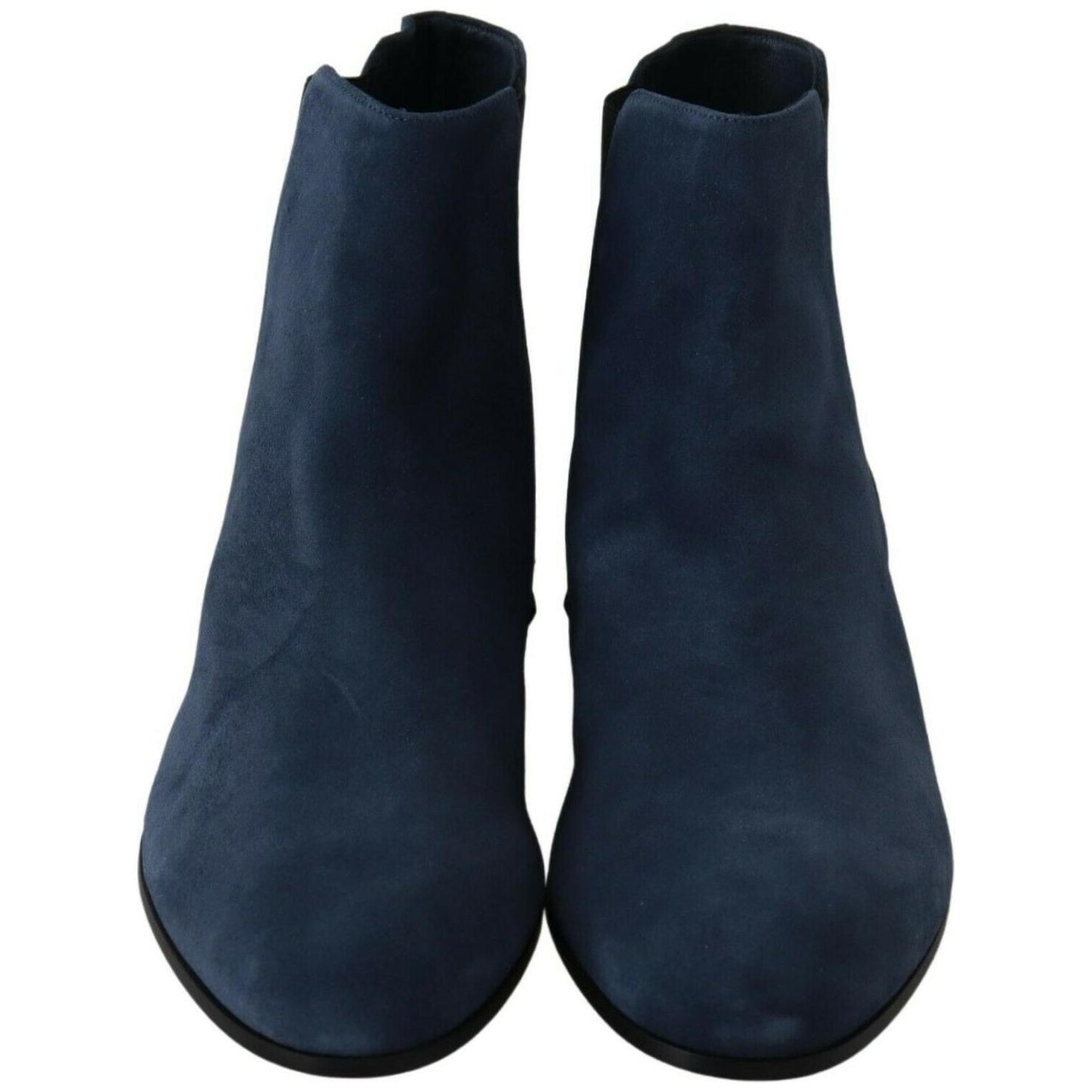 Dolce & Gabbana Chic Blue Suede Mid-Calf Boots with Stud Details Dolce & Gabbana