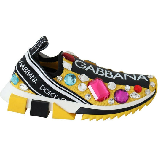 Dolce & Gabbana Embellished Yellow Sorrento Sneakers Dolce & Gabbana