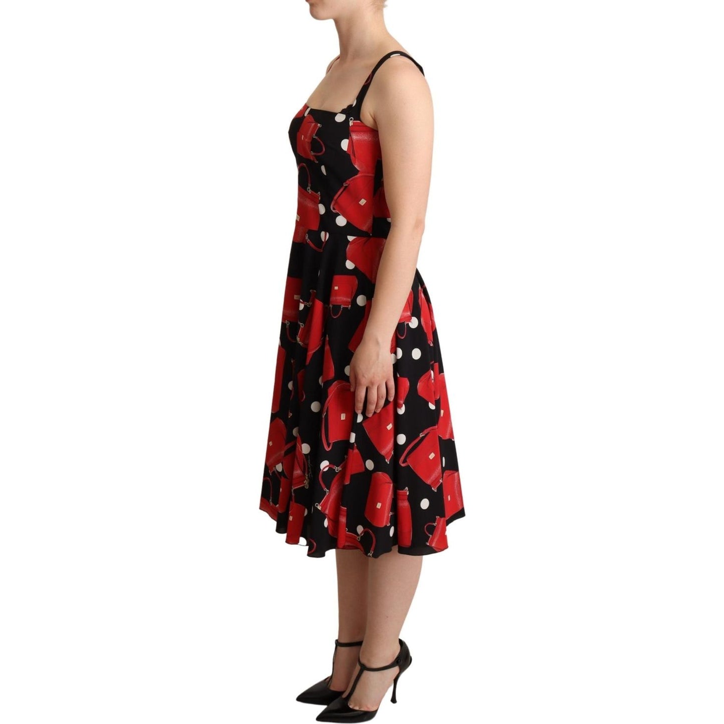 Dolce & Gabbana Sicilian Bag Print Sleeveless Midi Dress WOMAN DRESSES Dolce & Gabbana