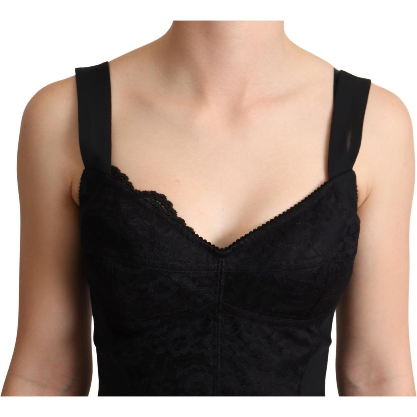 Dolce & Gabbana Elegant Black Lace Bodysuit Corset Dress Dolce & Gabbana