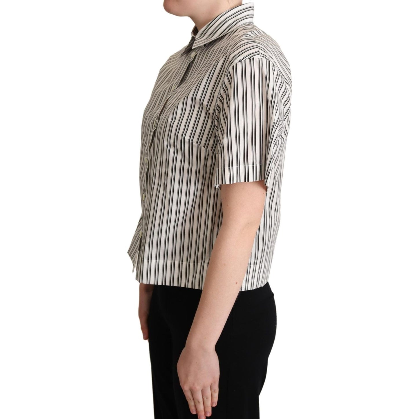 Dolce & Gabbana Elegant Striped Cotton Polo Top Blouse Top Dolce & Gabbana