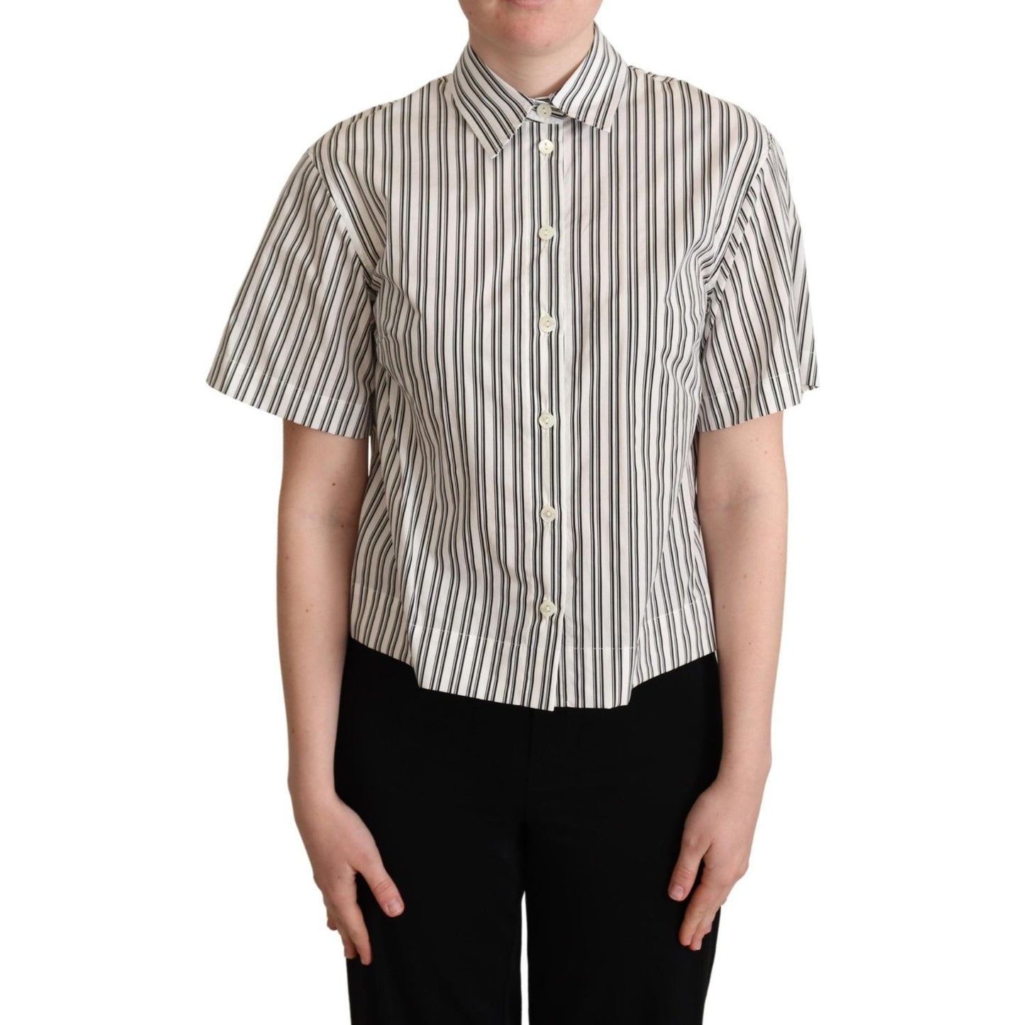 Dolce & Gabbana Elegant Striped Cotton Polo Top Blouse Top Dolce & Gabbana