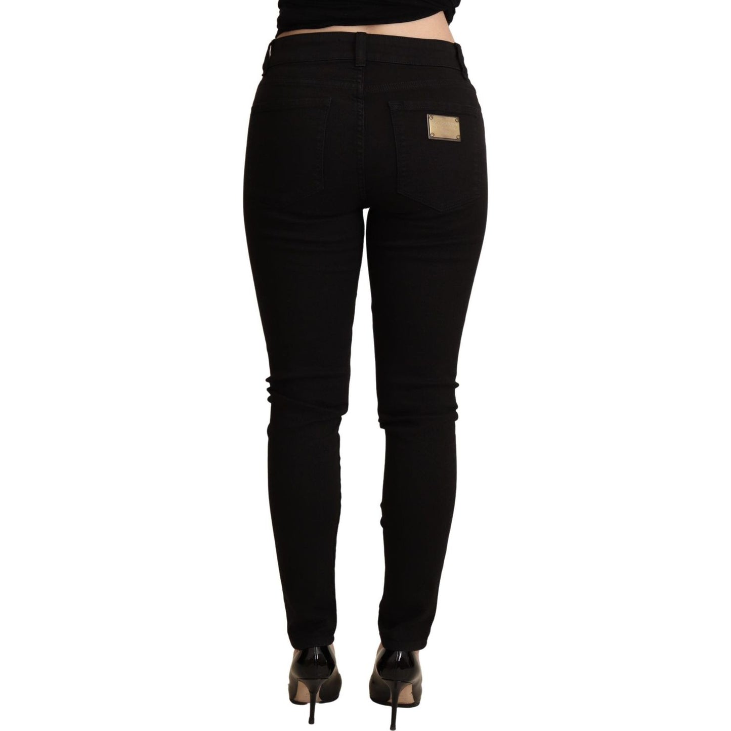 Dolce & Gabbana Elegant Black Mid-Waist Skinny Jeans Dolce & Gabbana