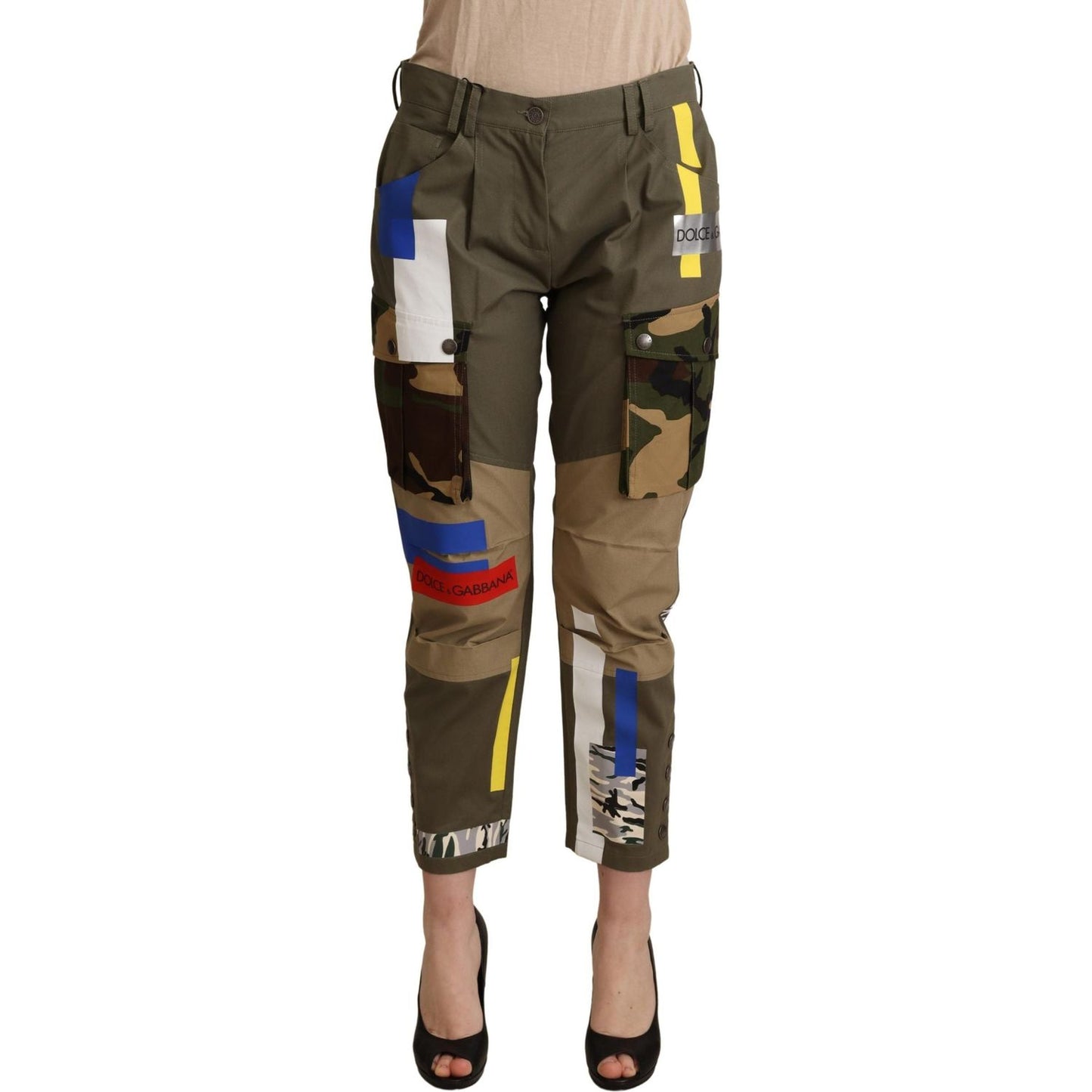 Dolce & Gabbana Chic Multicolor Patched Cargo Pants Jeans & Pants Dolce & Gabbana