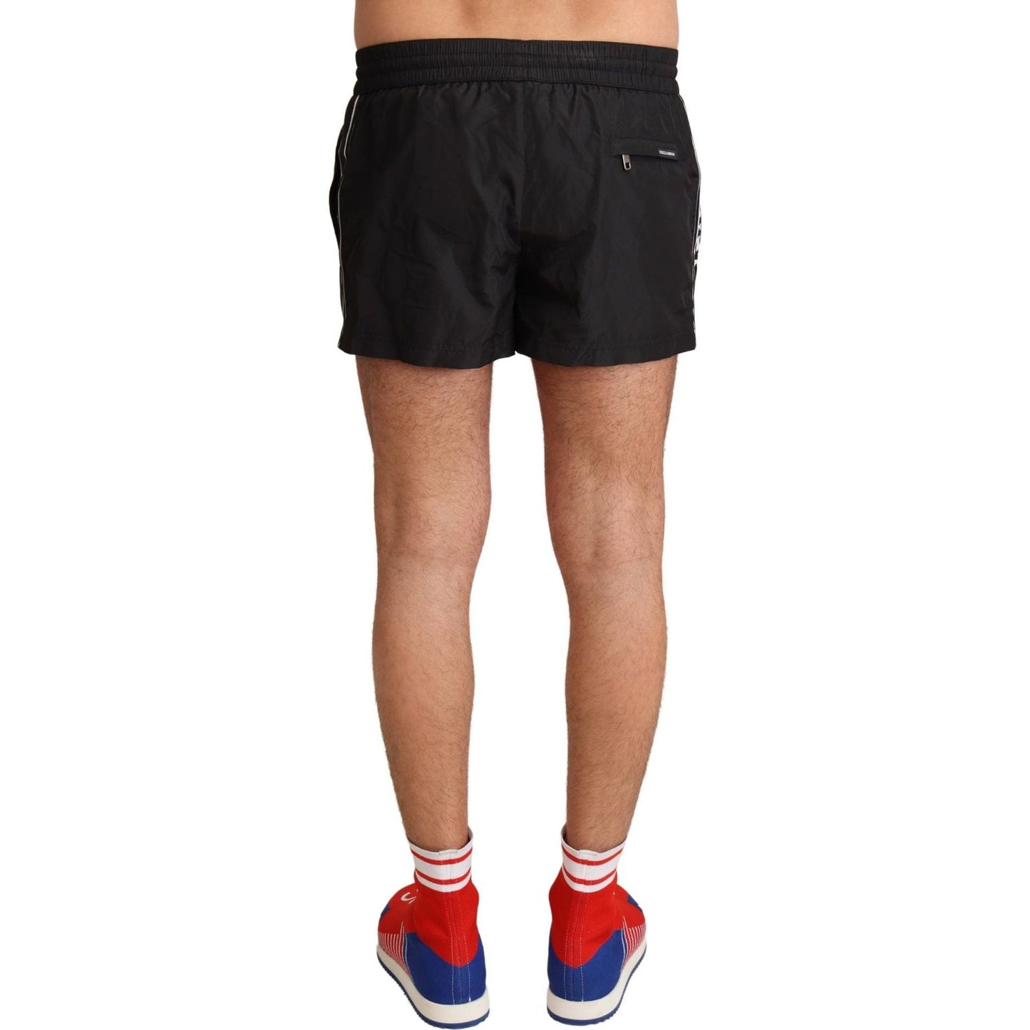 Dolce & Gabbana Elegant Black KING Motive Swim Trunks Dolce & Gabbana