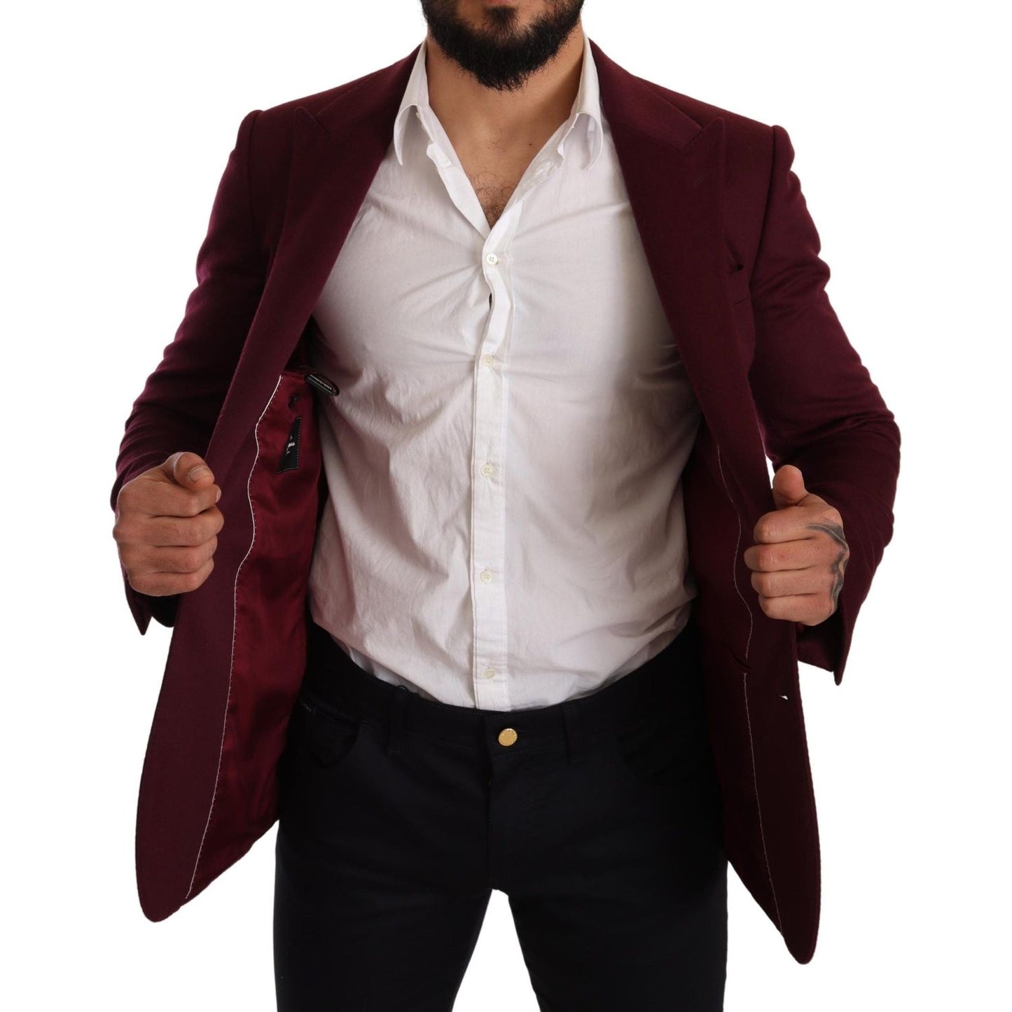 Dolce & Gabbana Elegant Maroon Bordeaux Cashmere Blazer Dolce & Gabbana