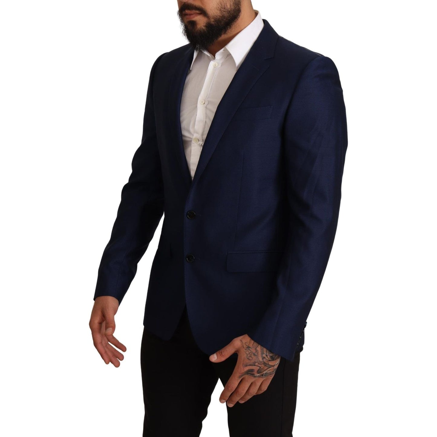 Dolce & Gabbana Navy Blue Virgin Wool Martini Blazer Dolce & Gabbana