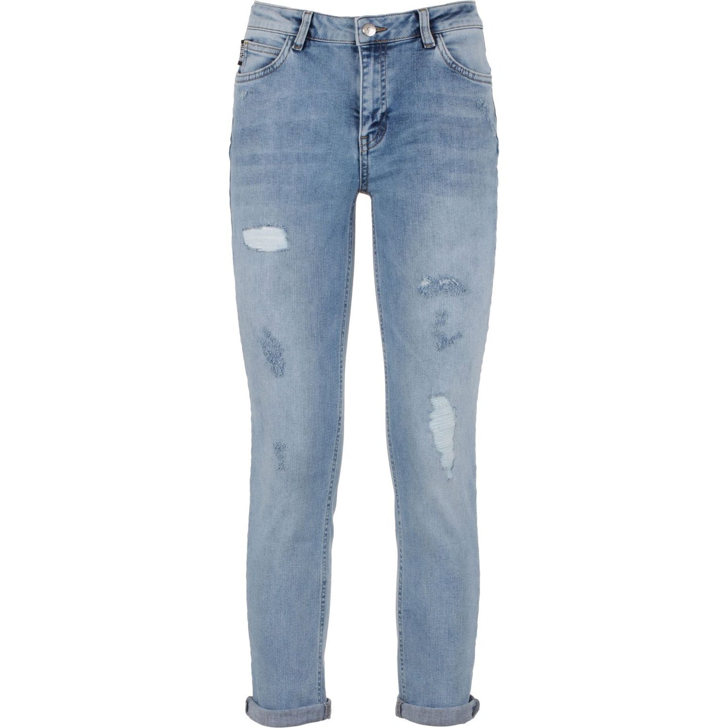 Chic Imperfect Blue Cotton Blend Denim Imperfect