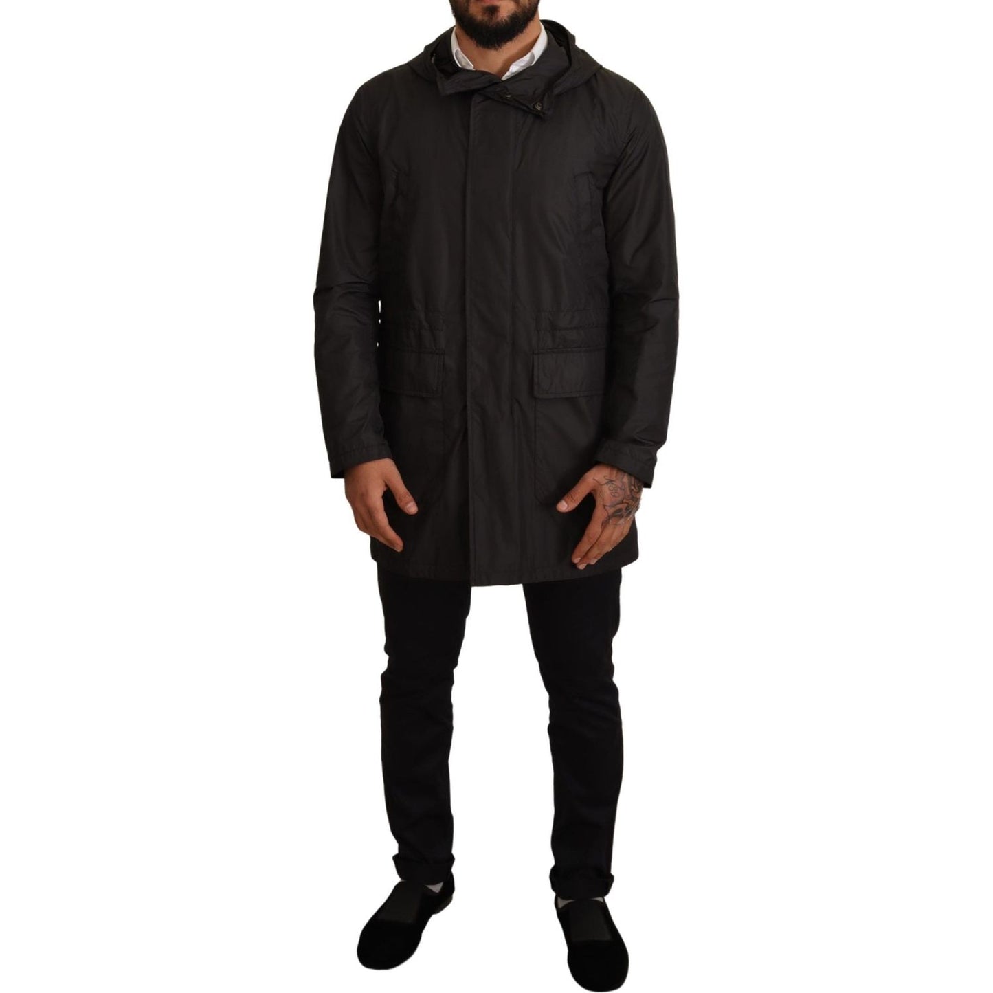 Dolce & Gabbana Chic Hooded Blouson Coat in Timeless Black MAN COATS & JACKETS Dolce & Gabbana