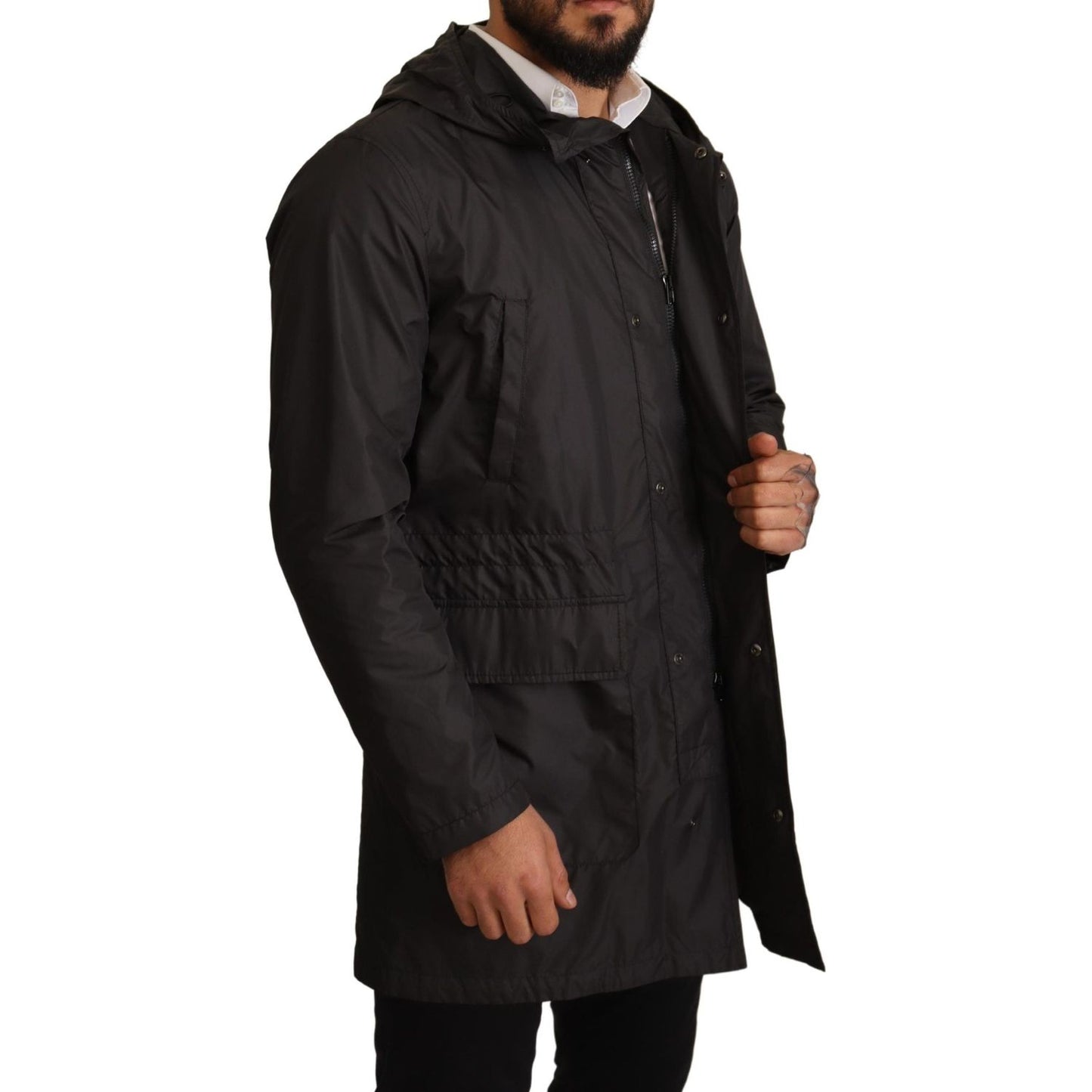 Dolce & Gabbana Chic Hooded Blouson Coat in Timeless Black MAN COATS & JACKETS Dolce & Gabbana