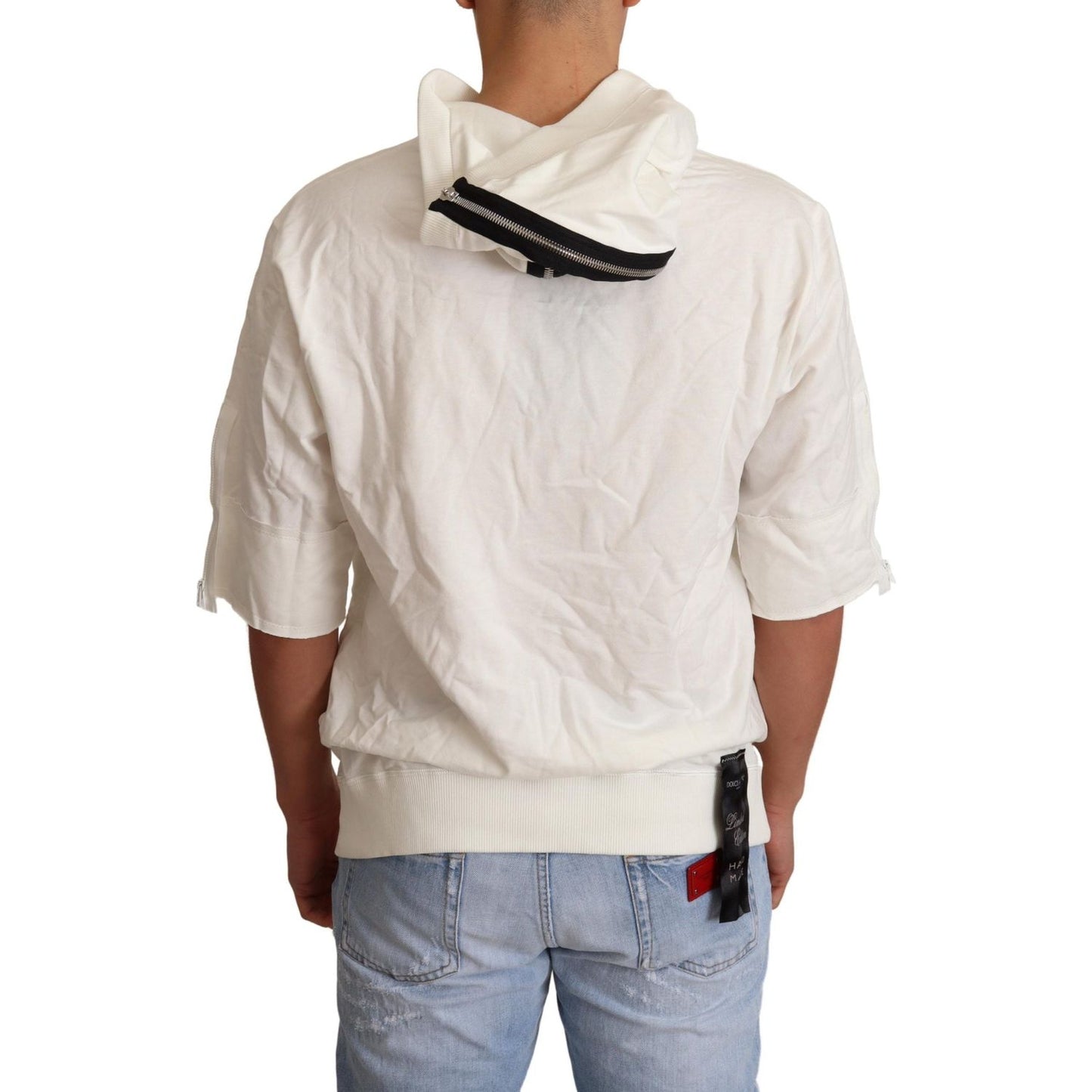 Dolce & Gabbana Exquisite Off-White Cotton Hooded Sweater MAN SWEATERS Dolce & Gabbana