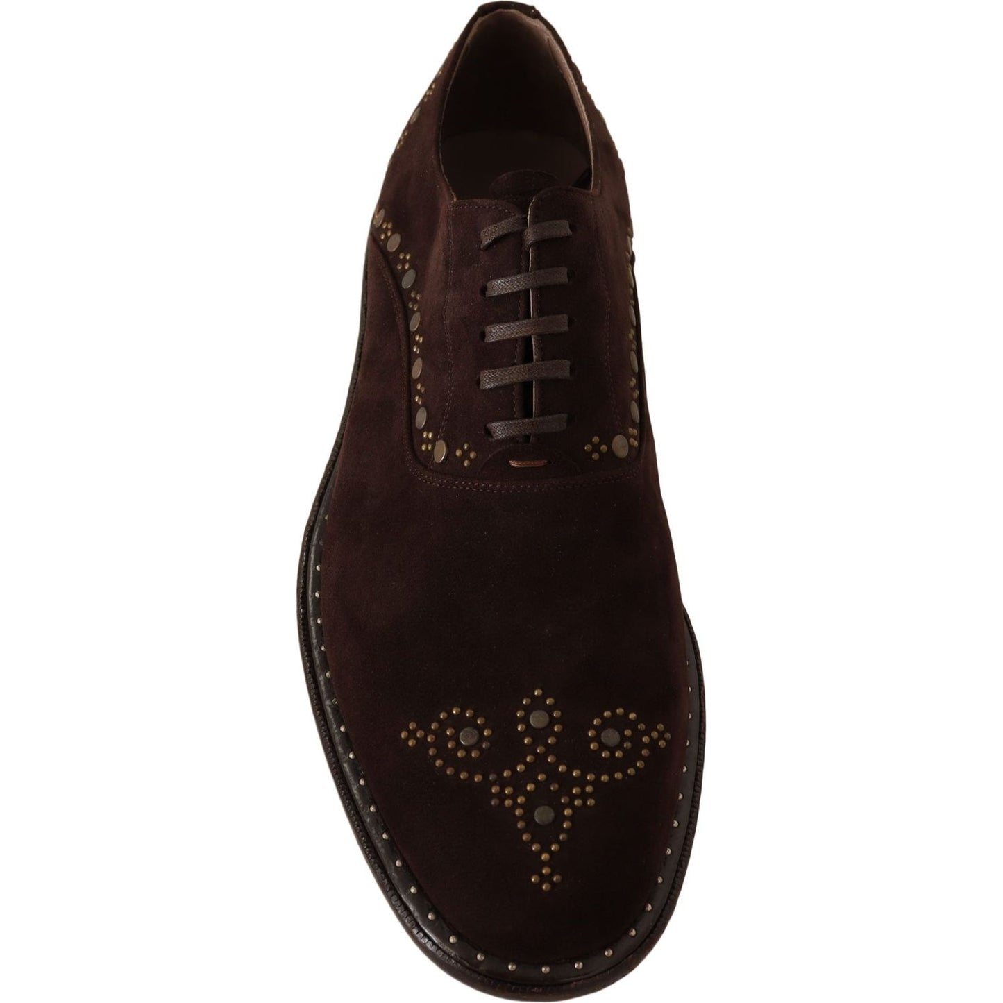 Dolce & Gabbana Elegant Brown Suede Studded Derby Shoes Dress Shoes Dolce & Gabbana