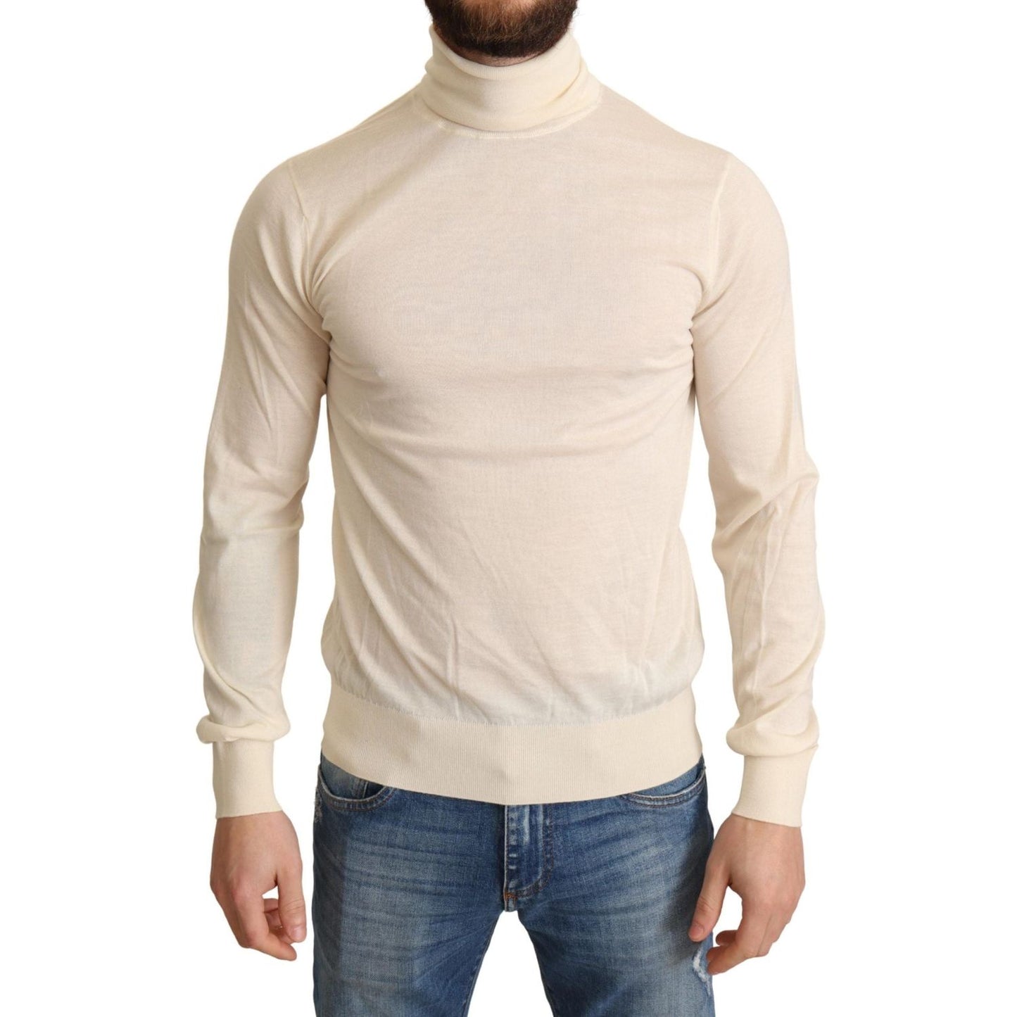 Dolce & Gabbana Cream Cashmere Turtleneck Sweater MAN SWEATERS Dolce & Gabbana