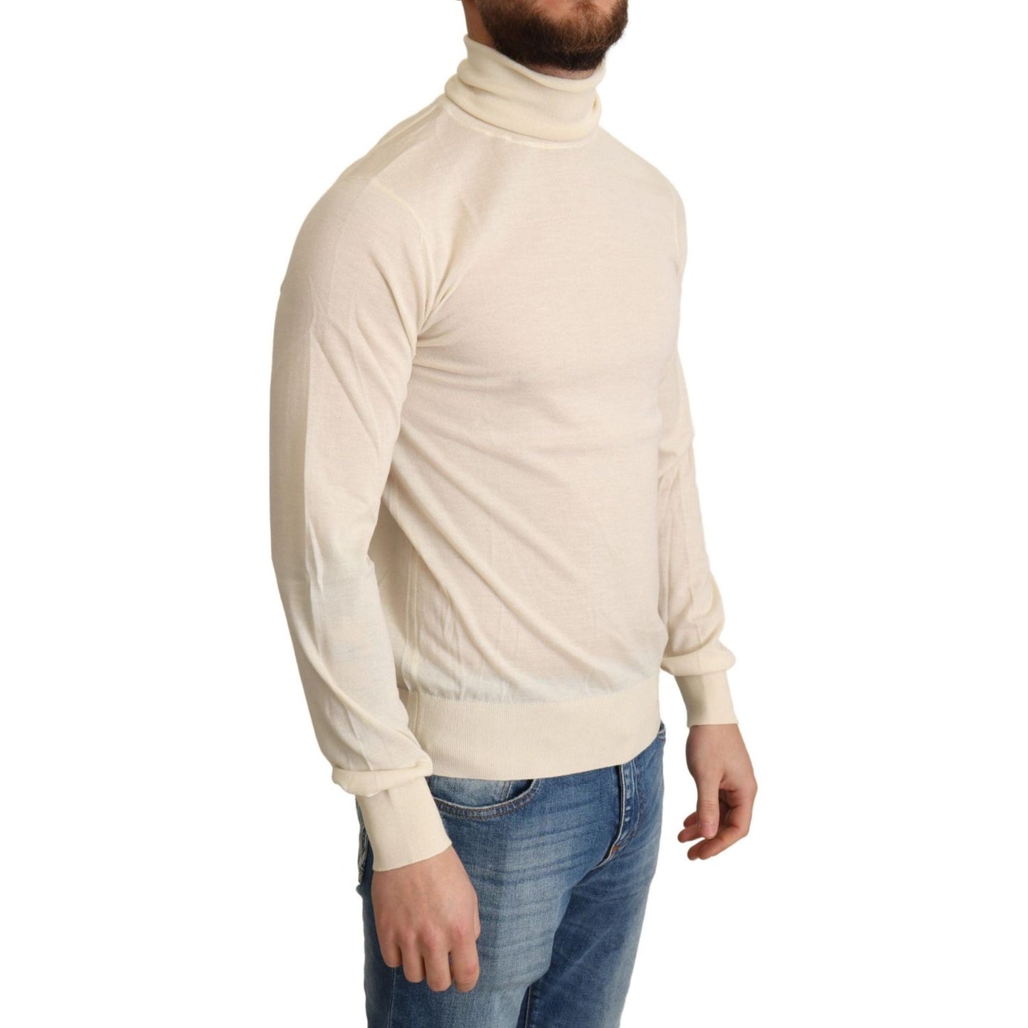 Dolce & Gabbana Cream Cashmere Turtleneck Sweater MAN SWEATERS Dolce & Gabbana