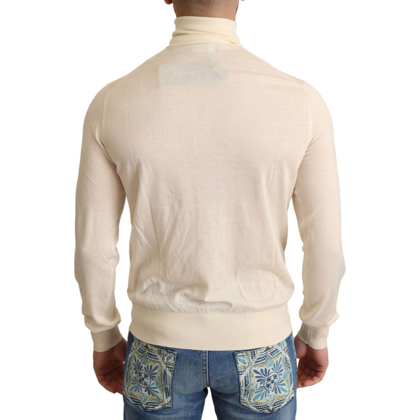 Dolce & Gabbana Cream Cashmere Turtleneck Sweater MAN SWEATERS Dolce & Gabbana