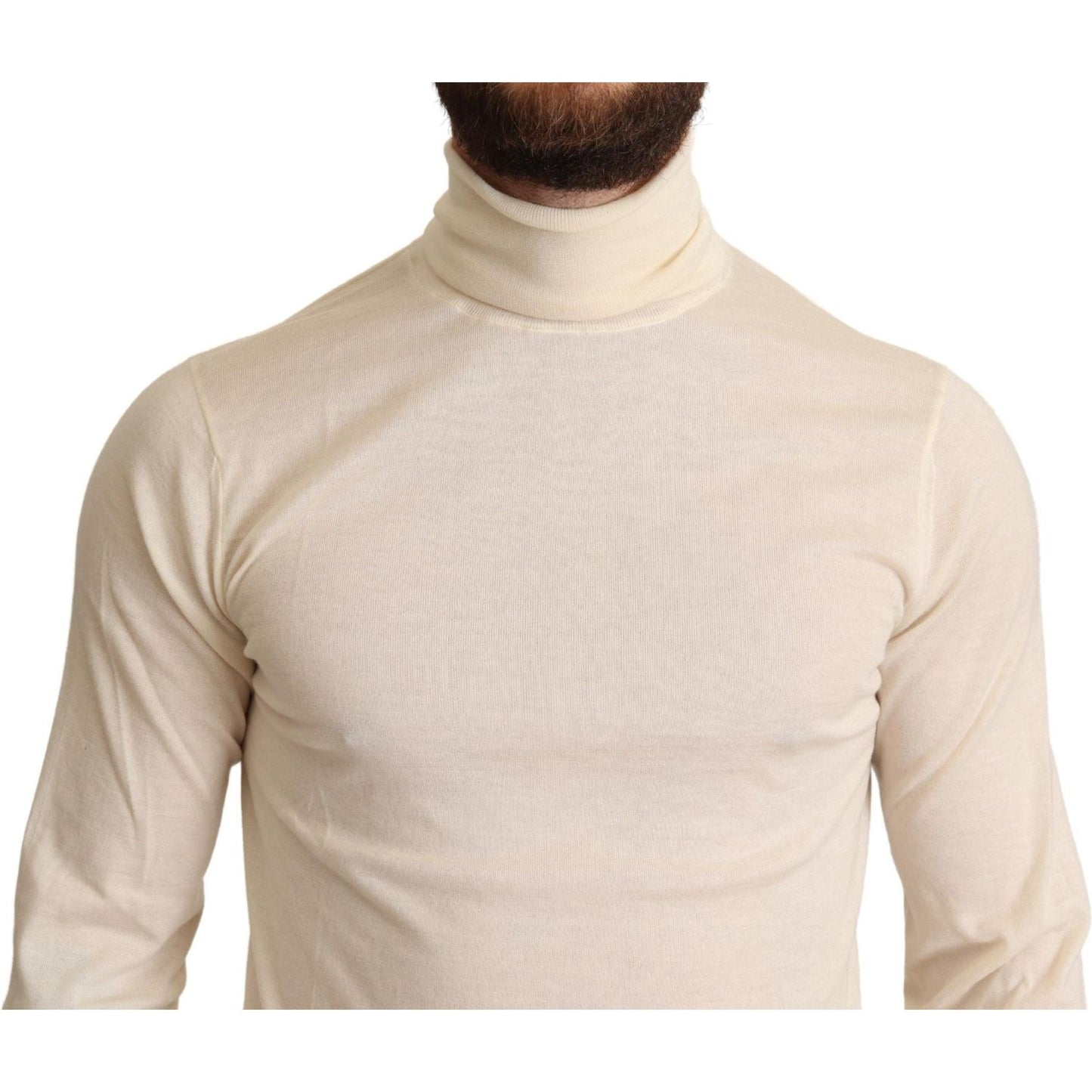 Dolce & Gabbana Cream Cashmere Turtleneck Sweater MAN SWEATERS Dolce & Gabbana