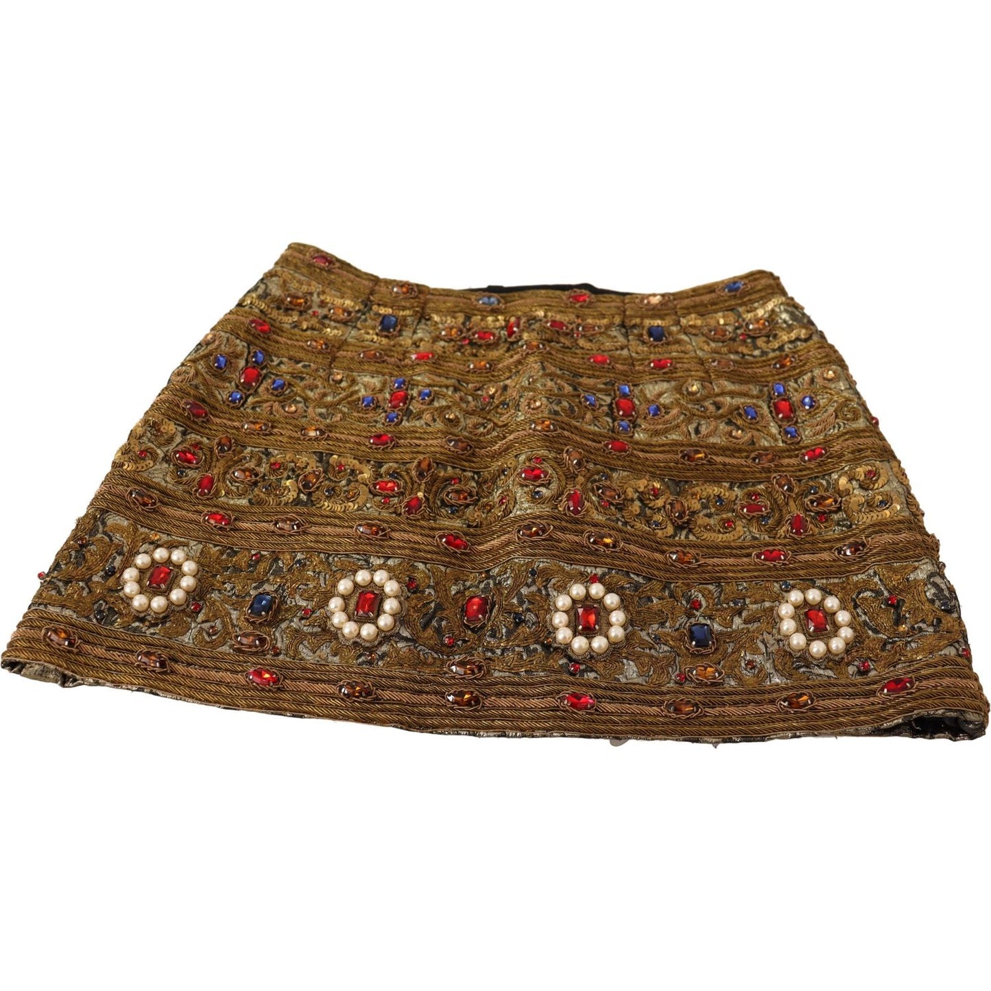 Dolce & Gabbana Gold Embellished High Waist Mini Skirt WOMAN SKIRTS Dolce & Gabbana