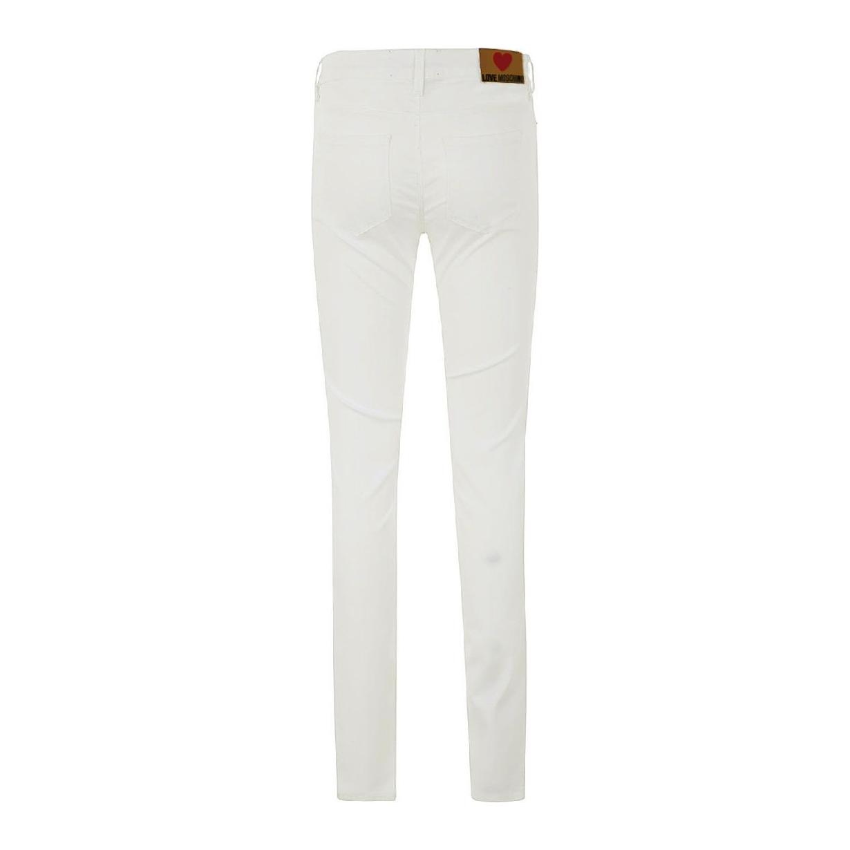 Love Moschino Chic White Cotton Blend Denim Love Moschino