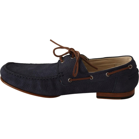 Dolce & Gabbana Elegant Blue & Brown Leather Boat Shoes MAN LOAFERS Dolce & Gabbana