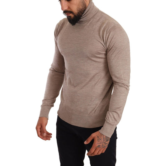 Dolce & Gabbana Beige Turtleneck Cashmere-Silk Blend Sweater Dolce & Gabbana