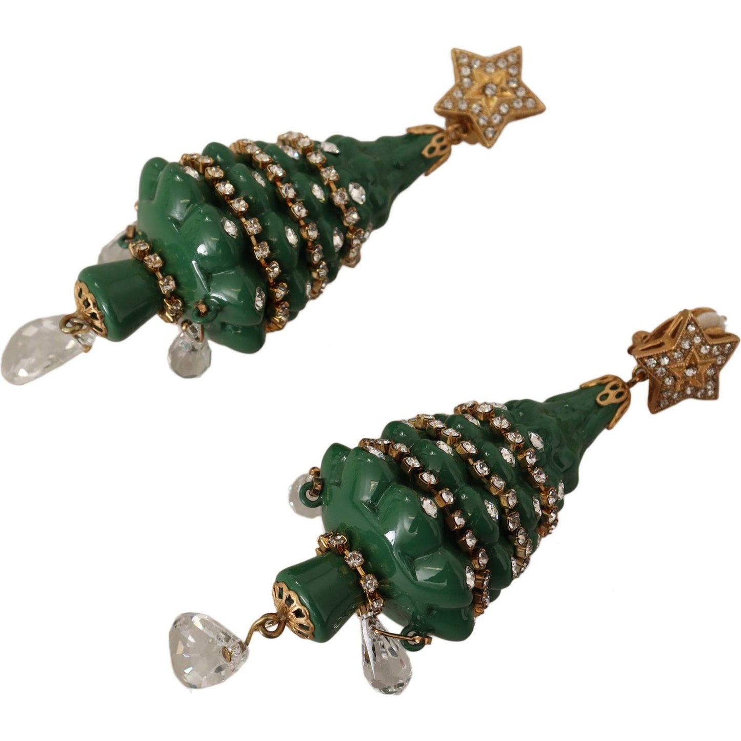 Dolce & Gabbana Enchanting Crystal Christmas Tree Clip-On Earrings Dolce & Gabbana