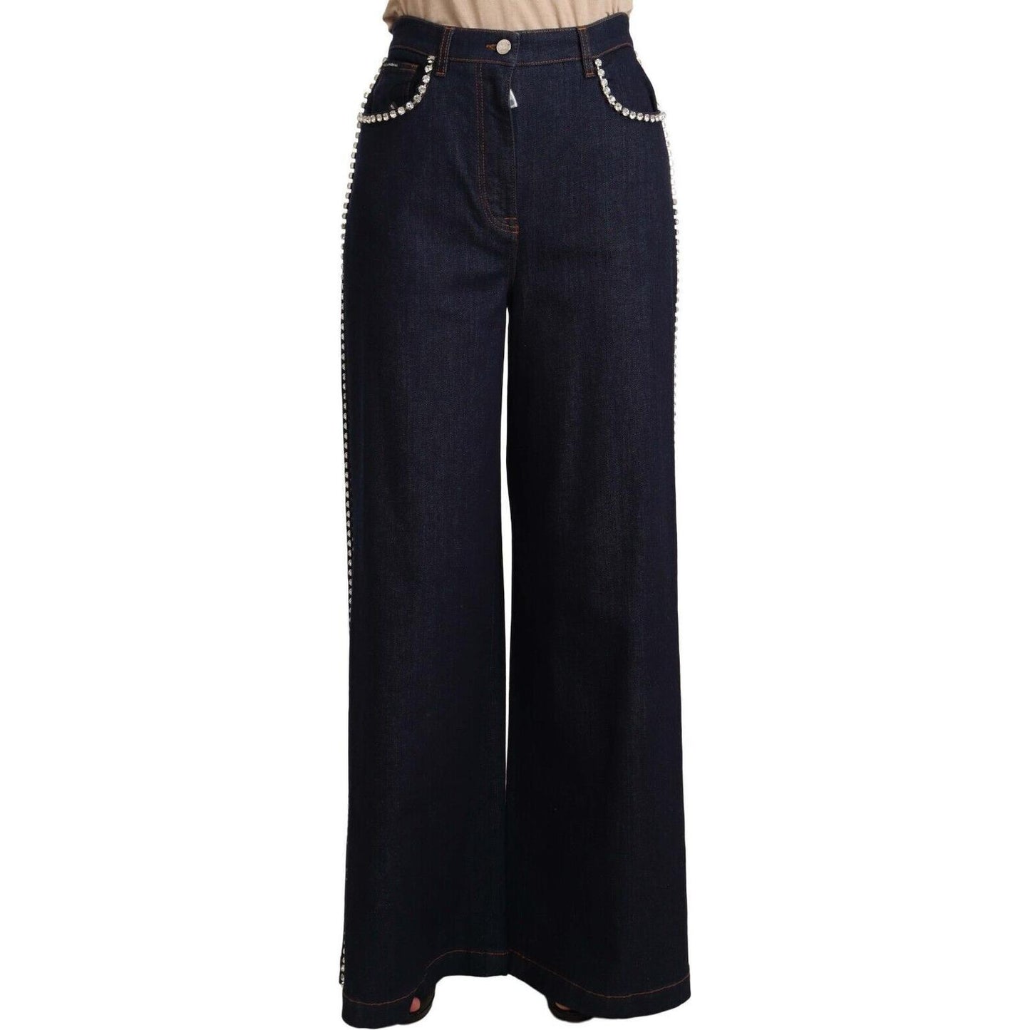 Dolce & Gabbana Elegant Dark Blue Flare Denim Jeans Jeans & Pants Dolce & Gabbana