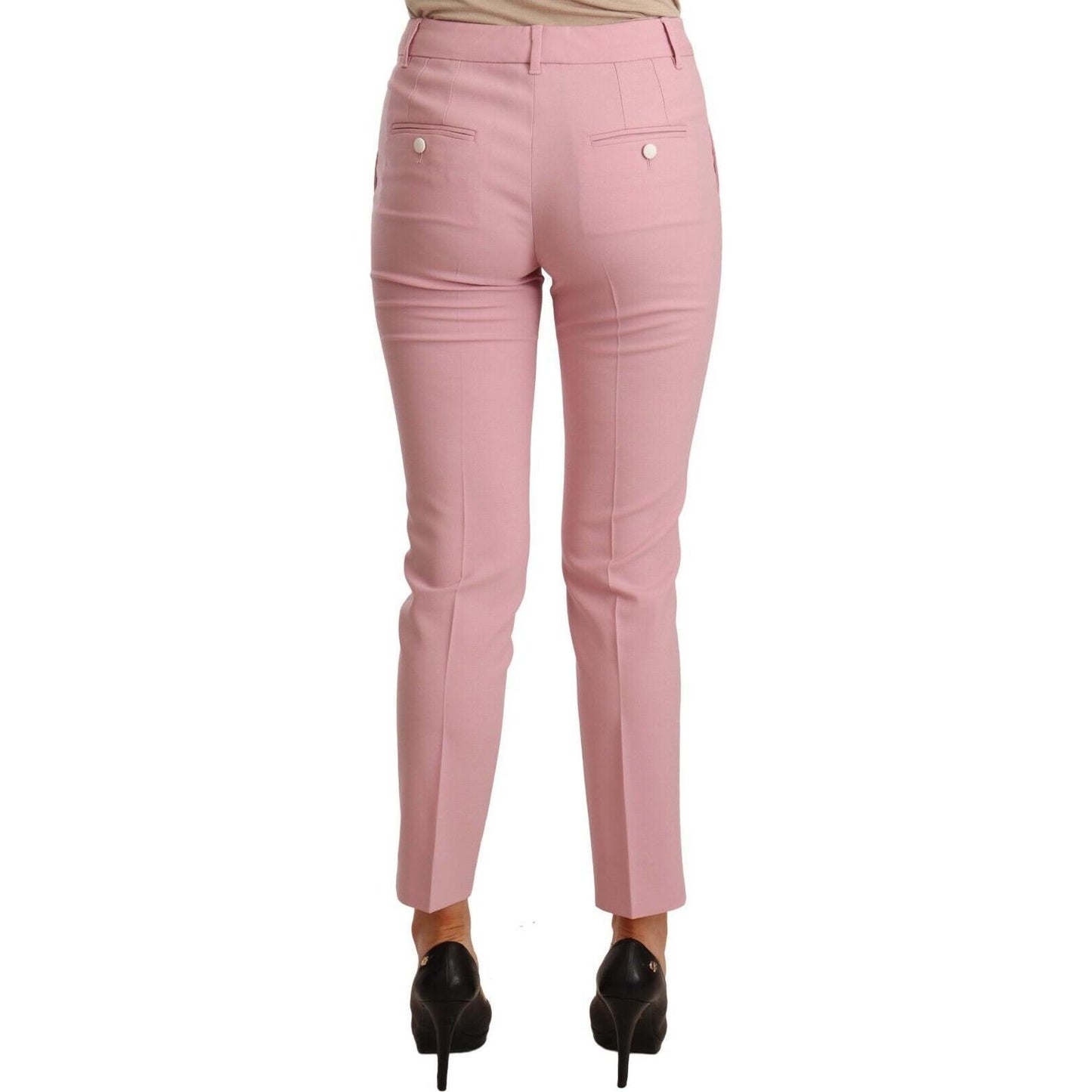 Dolce & Gabbana Elegant Pink Virgin Wool Cropped Trousers Jeans & Pants Dolce & Gabbana