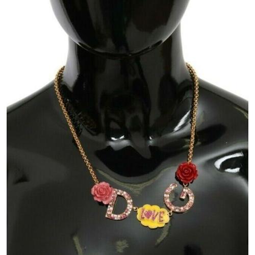 Dolce & Gabbana Gold Crystal Charm Statement Necklace Necklace Dolce & Gabbana