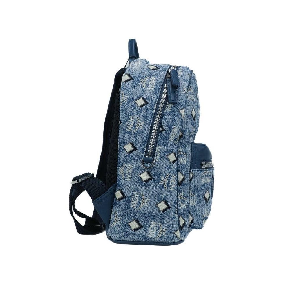 MCM Stark Small Blue Vintage Jacquard Monogram Logo Fabric Backpack Bookbag WOMAN BACKPACKS MCM