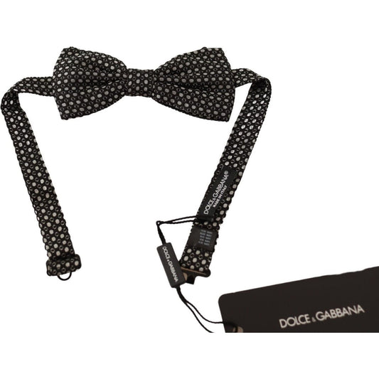 Dolce & Gabbana Elegant Silk Black Bow Tie with Metal Clasp Detail Necktie Dolce & Gabbana