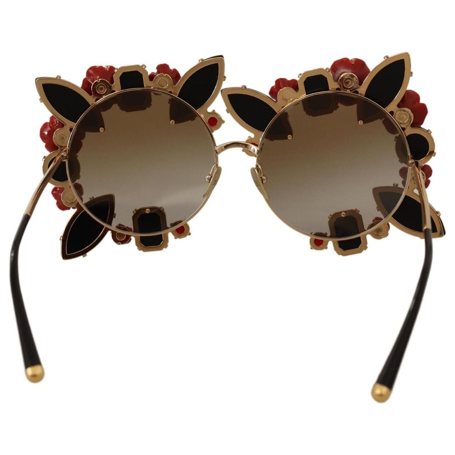 Dolce & Gabbana Elegant Round Metal Sunglasses with Rose Detail WOMAN SUNGLASSES Dolce & Gabbana