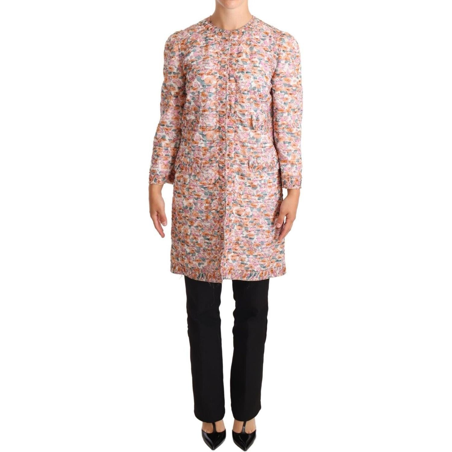 Dolce & Gabbana Elegant Floral Silk Trench Coat