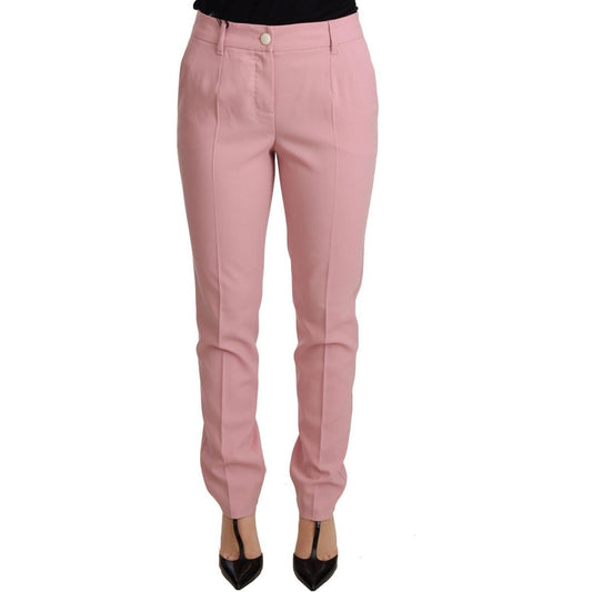 Dolce & Gabbana Elegant Pink Tapered Wool Trousers Jeans & Pants Dolce & Gabbana