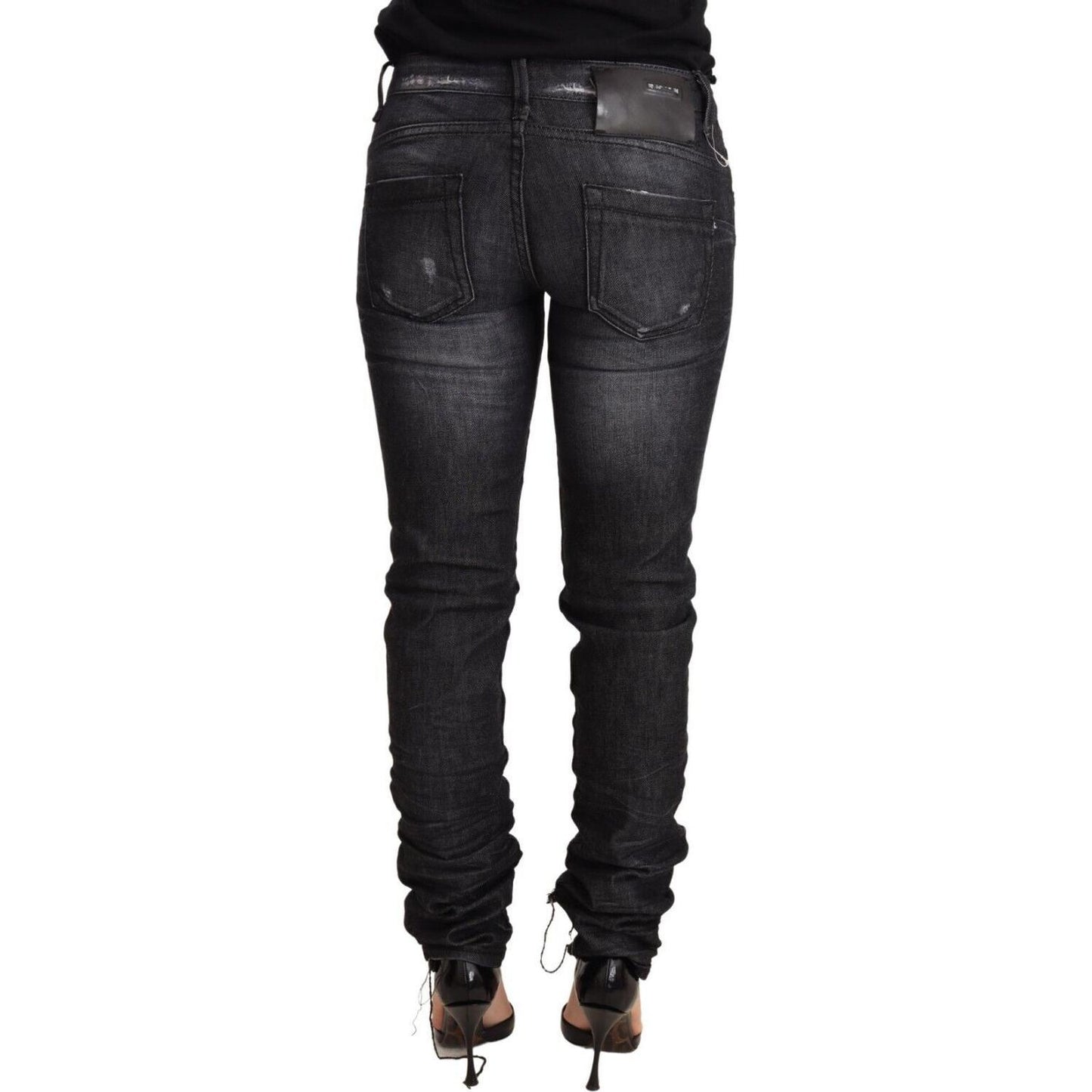 Acht Elegant Low Waist Skinny Black Denim Jeans & Pants Acht